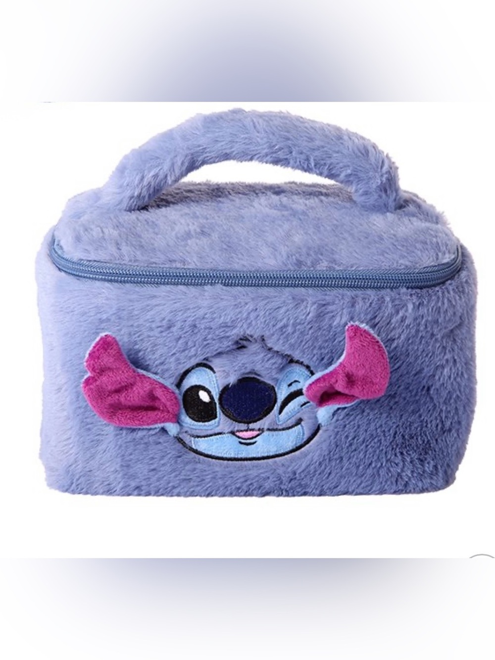Disney Stitch Fluffy Blue Zippered Cosmetic Bag - NWT